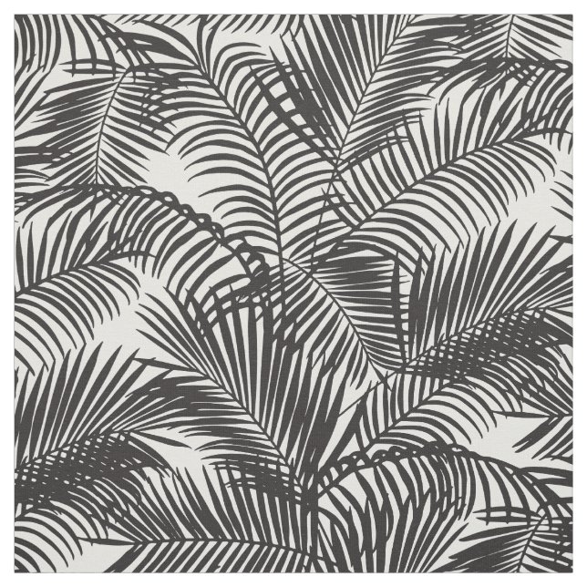 Tela Modelo tropical negro moderno de las palmeras (Retal)