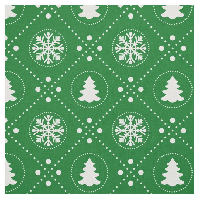 Tela Modelo verde oscuro bonito del navidad blanco (Retal)