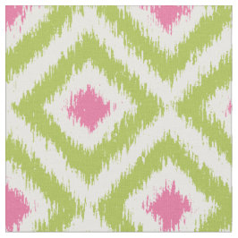 Tela Modelo verde y rosado del gran escala de Ikat de