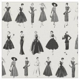 Tela Modelos de Moda Retro en Blanco y Negro Chic
