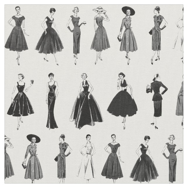 Tela Modelos de Moda Retro en Blanco y Negro Chic (De cerca)