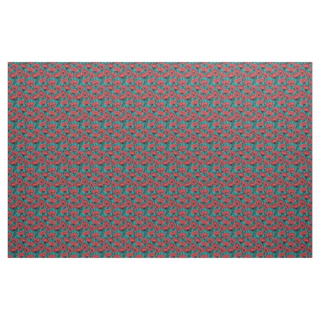 Tela Modern Abstract Red Poppy Floral Pattern ("Cuarto gordo" (fat quarter))