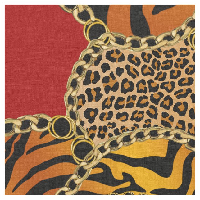 Tela Modern Baroque Animal Print With Chains (De cerca)