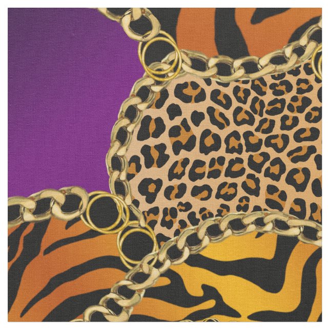 Tela Modern Baroque Animal Print With Chains (De cerca)