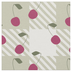 Tela Modern Farmhouse rosa Gingham y cerezas a cuadros 