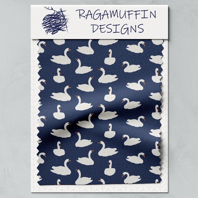 Tela Modern Stylish Blue Swan Pattern  (Swan Swatch)