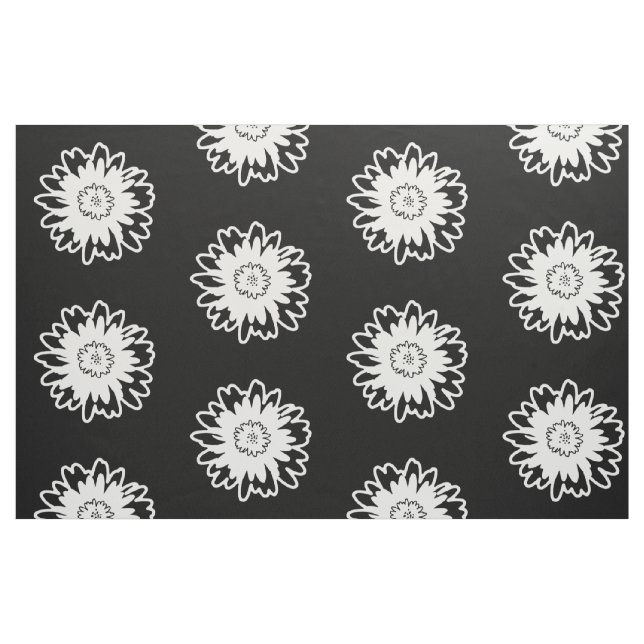 Tela moderna blanco y negro de la flor ("Cuarto gordo" (fat quarter))