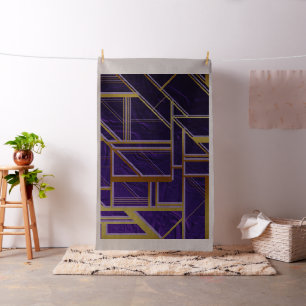 Tela Moderna, dorada, art deco, violeta, geométrica, v