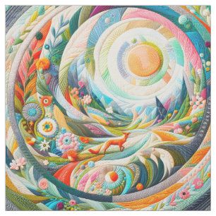 Tela Moderno Art Faux Embroidery Spring Landscape