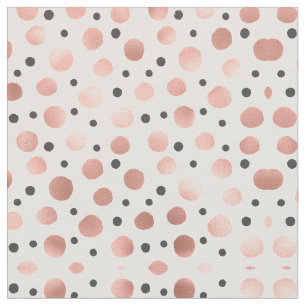 Tela Moderno Rosa de Rubor Girly Black Polka Dots