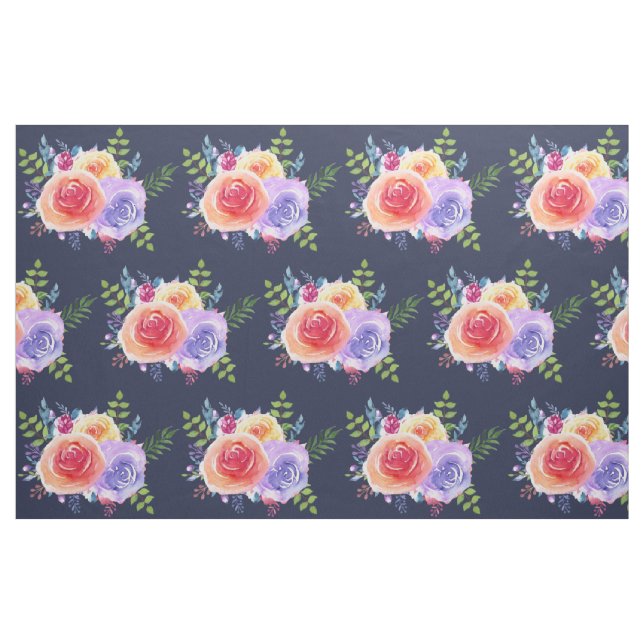 Tela Modernos Rosas de acuarela Patrón de Bouquet flora ("Cuarto gordo" (fat quarter))