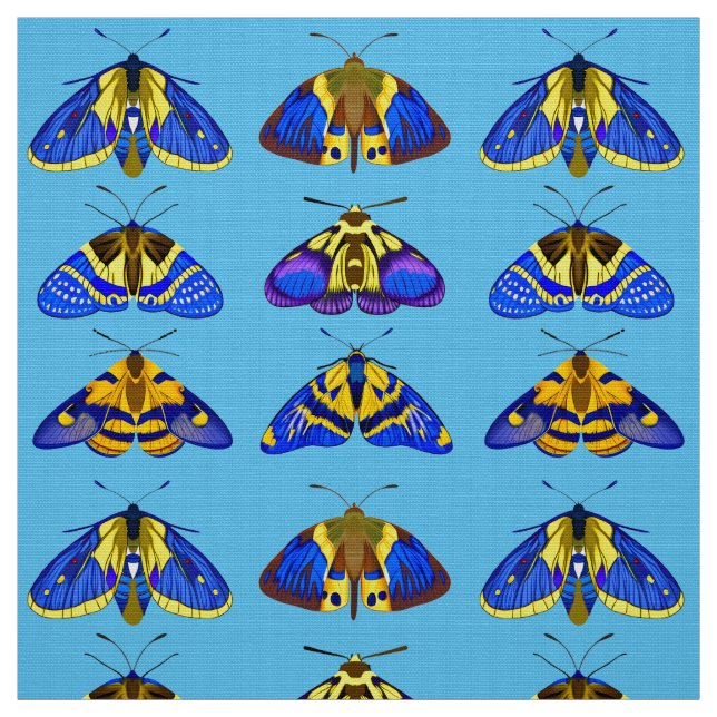 Tela Modos en azul, amarillo dorado y marrón (Retal)