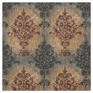 Tela Moho negro del damasco en gris y moreno