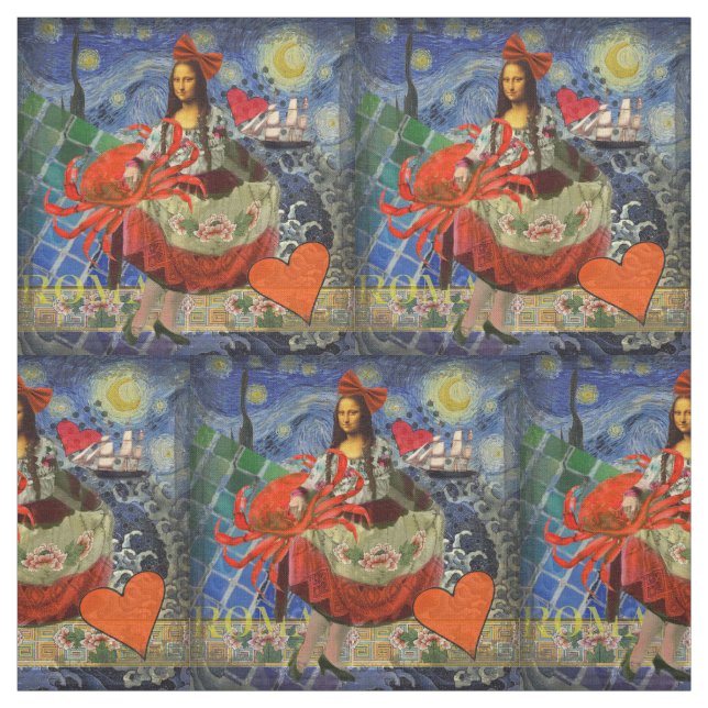 Tela Mona Lisa Fun Zodiac Whimsical (Retal)