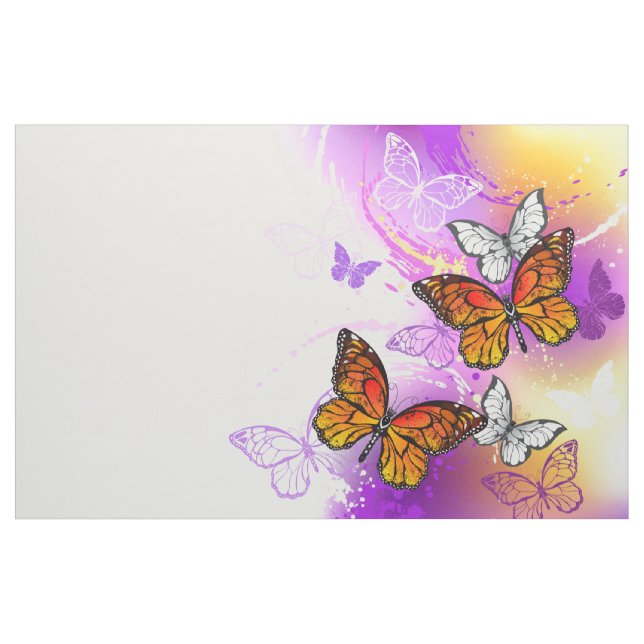 Tela Monarch Butterflies on Purple Background (Yarda)