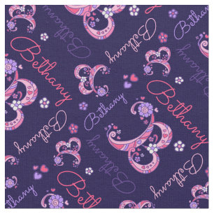 Tela Monograma B y nombre personalizado tejido Bethany