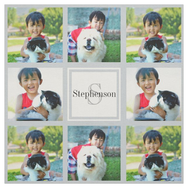 Tela Monograma de Collage de fotos personalizado Person (Retal)