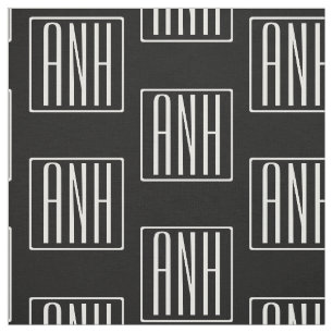 Tela Monograma de Iniciales   Blanco sobre negro