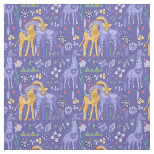 Tela Monograma de jirafas Verde azuladas púrpura extra