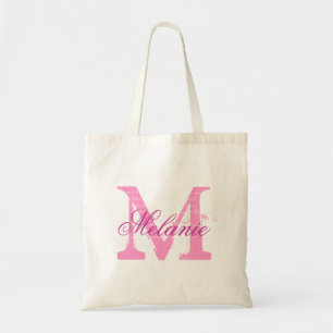 Tela Monograma de nombre personalizado en bolso de tote