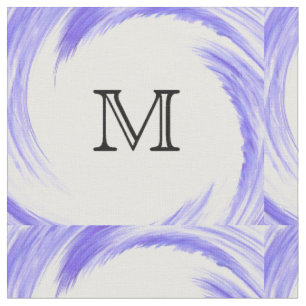 Tela Monograma de remolino morado azul abstracto