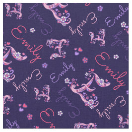 Tela Monograma E y nombre personalizado Emily fabric