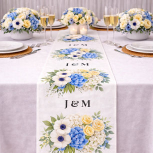 Tela Monograma Floral de Bodas de Hortensia Anemone