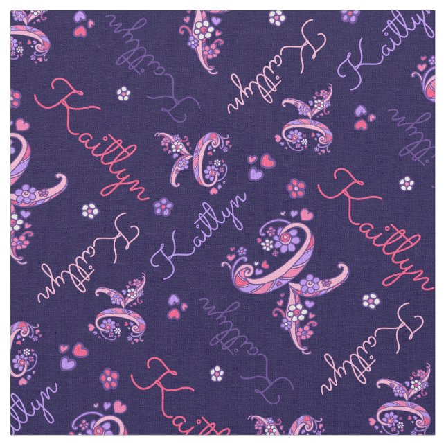 Tela Monograma K y nombre personalizado tejido de Kaitl (De cerca)