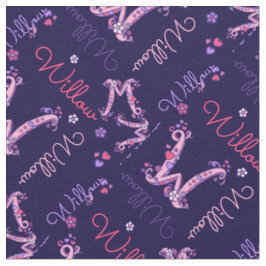 Tela Monograma W y nombre personalizado Tejido Willow