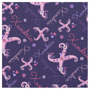 Tela Monograma X y nombre personalizado Tejido Willow