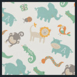 Tela Monogramado | En la jungla<br><div class="desc">Impresión animal con temática de la selva dulce diseñada por Shelby Allison que puede personalizarse con la inicial de su bebé.</div>