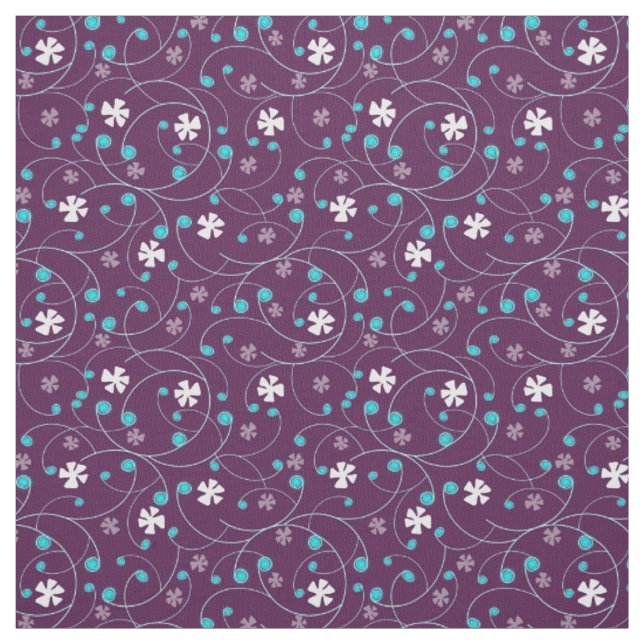 Tela Monogramas y flores sobre fondo lila. (Retal)
