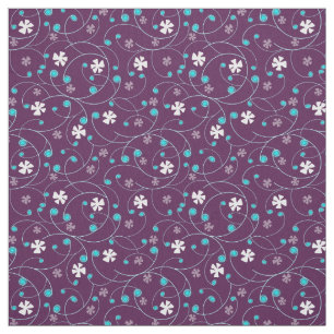 Tela Monogramos y flores en un fondo lila.