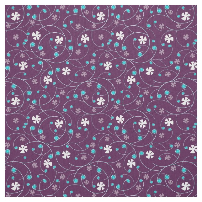Tela Monogramos y flores en un fondo lila. (Retal)