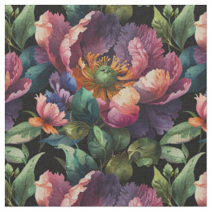 Tela Moody elegante floral rosa oscuro