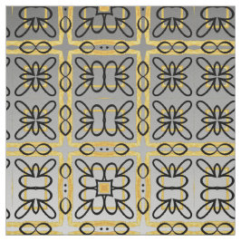 Tela Moody Gray Gold Geométrico Cotton Twill Yardage