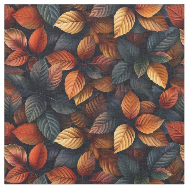 Tela Moody Otoño Fall Foliage Leaves Pattern (De cerca)