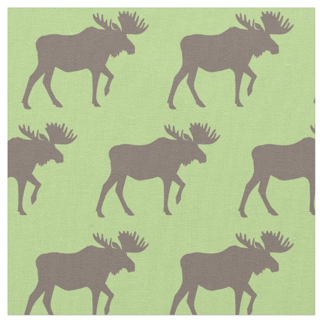 Tela Moose Silhouettes Tan Green (De cerca)