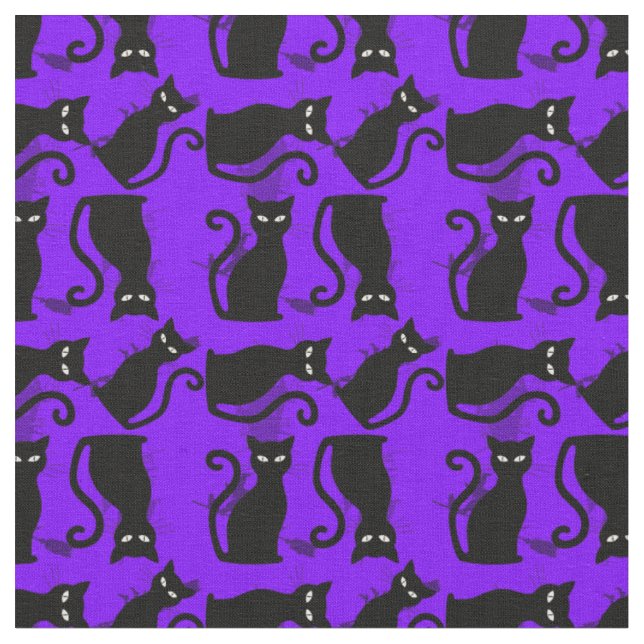 Tela morado de bruja de gato negro de halloween (De cerca)