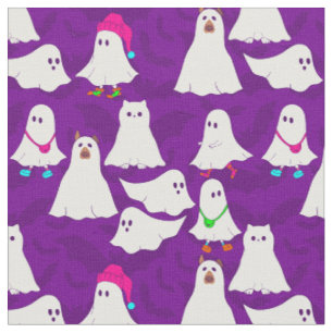 Tela morado del gato del perro fantasma de halloween