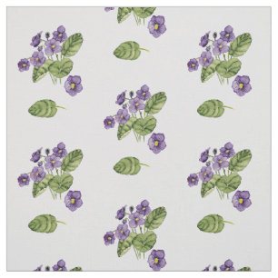 Tela Morado violeta hojas verdes patrón acuarela