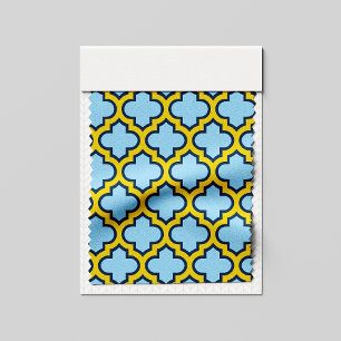 Tela Mosaico azul y amarillo, Entramado, Quatrefoil