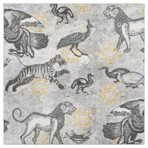 Tela Mosaico de animales clásicos antiguos romanos