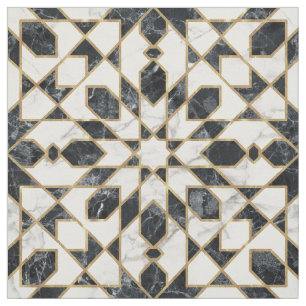 Tela Mosaico marroquí de mármol blanco y negro