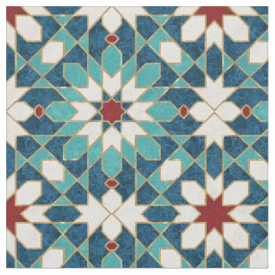 Tela Mosaico marroquí de mármol rojo azul Verde azula