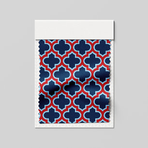 Tela Mosaicos marroquíes azules y rojos, Entramado, Cua