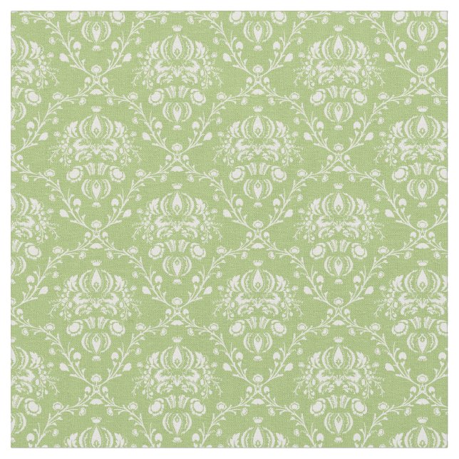 Tela Moss Green Damask (De cerca)