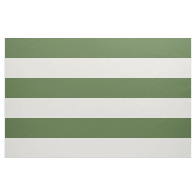 Tela Moss Green e Ivory Wide Stripes a gran escala (Yarda)