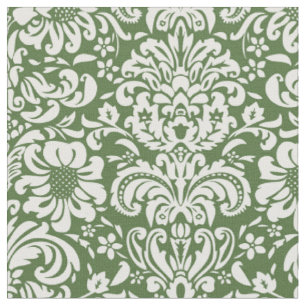 Tela Moss Green Floral Damask