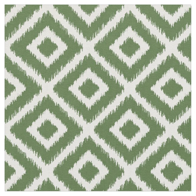 Tela Moss Green Ikat Diamonds (De cerca)